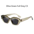 Olive green cat-eye sunglasses with polarized grey lenses and durable TR frame C3 - Olive Green All Grey