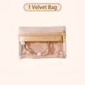 Beige velvet jewelry pouch with clear PVC window and gold zipper closure for storage - 1 Piece / Pink