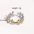 Detailed view showing 8mm height and 2g weight of the bicolor leaf branch open ring - Branch Shape Style (款式10)