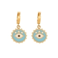Orecchini a cerchio dorati con ciondoli a forma di malocchio in smalto blu e bianco - Orecchini con Ciondolo Rotondo Evil Eye