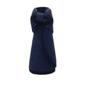 Detail of rollable dark blue straw sun hat showing compact storage with elastic band - Navy Blue