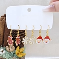 Three-piece Christmas earring set with gingerbread man, snowflake, and Santa Claus - Style 17 (3 Pairs Set)