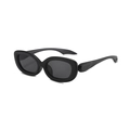 Occhiali da sole ovali neri alla moda con montatura opaca e lenti grigie in stile retrò - Montatura Nero Opaco Lente Nera