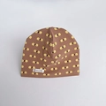 Brown cotton knit baby beanie with yellow bow patterns and a brand stitched label - L (Single Layer) / Atta Diffy Bowknot