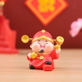 Red Caishen wealth god resin figurine holding gold sycee for desk car decor - Caishen Charging