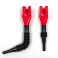 Entonnoir à carburant flexible en plastique avec bec rouge et tuyau noir pliable - Rouge
