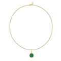 Élégant collier doré avec pendentif rond en malachite verte dans un style vintage français - Malachite