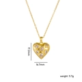 Golden heart pendant necklace with dimensions 17.2mm and weight of 5.7g in gold finish - Gold White Rhinestone Heart Locket Pearl Style