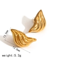 Orecchini a lobo a cuore placcati oro 18K con trama ondulata, dimensioni 13,5 mm - Stile Foglia Ondulata Oro (TE60042)