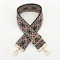 Close-up of geometric jacquard weave pattern on thickened adjustable shoulder strap - Gold Thread Beige Wine Red Floral