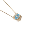 Collana Evil Eye dorata con ciondolo in smalto blu e nappine in strass scintillanti - Oro/Blu/Multicolore