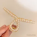Grande pince à cheveux de 11cm en résine avec perles et ressort métallique - 16# Perle Acrylique Croix