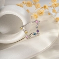 Anello a stella in argento con zirconi colorati nelle tonalità rosa e viola - A939-Stella Sinistra (Pezzo Singolo)