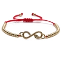 Adjustable red rope bracelet with gold infinity snake charm and zircon stones - Snake Infinity Copper Bead Red Rope Style / Gold + Red Rope + Copper Beads