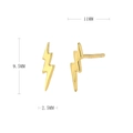 Detail view of gold S925 silver lightning stud earrings with dimensions 9.5mm height - 925 Silver / Gold