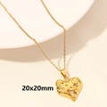 Golden heart pendant necklace with hammered texture surface in 18k plating, 20x20mm size - Hammered Heart - Gold (S1180-G+N22-G)