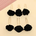 Detail of 6pcs black fabric rose hair pins with gold U-shaped metal clips for bridal hair - Black Fabric Rose Style (FZ-001) / 6Pcs/Set / Black