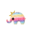 Detailed view of rainbow glitter elephant hair clip with a golden crown for kids - No.5-Multicolor Gradient Elephant