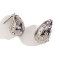 Gunmetal water drop earrings with pearls and rhinestones in a sleek 18K gold plated finish - One Size / Back-hollowed 3D Waterdrop Earrings / Steel Color with Pearl & White Zircon