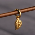 Handcrafted leaf pendant in vintage gold finish made of S925 silver with matte texture - Gold Leaf