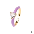 Golden heart-shaped gemstone ring with purple enamel finish and adjustable band - Heart / Purple