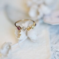 Elegant gold finish ring featuring five colorful square-cut gemstones in a dainty setting - Gold Five Color Rainbow Square Stone Ring