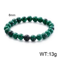 8mm Malachite beaded bracelet with matte black accent stone, 13g natural gemstone jewelry - Malachite With Matte Black Bead (KB109629-Z) / 8mm
