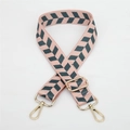 Adjustable pink jacquard woven strap with dark green patterns and gold metal hooks - Style 166 - Pink Dark Green (Gold Hook)
