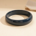 Polished deep blue resin round bangle featuring a minimalist geometric circular design - Blue