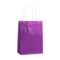 Glossy purple paper gift bag with white twist handles and reinforced large capacity - Purple