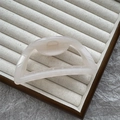 Translucent cream resin shark hair claw clip with minimalist cutout design on tray - 10cm Semicircle / Jelly White