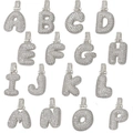 Hiphop silver balloon letter pendants with cubic zirconia A-P alphabet set on white background - Silver S-Shape