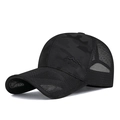 Casquette de baseball camouflage noire avec broderie sport et maille aérée pour le plein air - Réglable / Noir