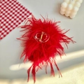 Chic red ostrich feather hair claw clip for elegant hairstyles on white background - 13CM Red Feather Claw Clip