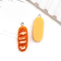 Miniature orange resin baguette food charms with metal rings for DIY jewelry making - Cream Bread