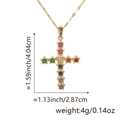 Gold cross necklace with colorful zircon stones including dimensions and 4g weight - Style B1 (Hollow Cross/Multicolor Zirconia)