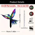 Colorful hummingbird garden stake in 2D acrylic with flying pose and 20cm height - No.21 (0.2cm Thickness)