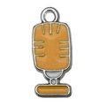 Silver microphone pendant with orange and white enamel finish for DIY jewelry making - Yellow Microphone