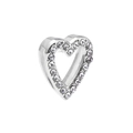 Silver heart-shaped jewelry accessory with sparkling crystal border for DIY bracelets - Heart Style / Rectangular Hole 10*2mm / Silver