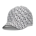 Fashionable white baseball cap with black monogram print and adjustable curved brim - White with Black Letters / One Size(Adjustable)