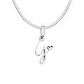 Elegant silver stainless steel snake chain necklace with cursive letter G heart pendant - Letter G (Steel Color)