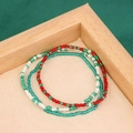 Set of 3 handmade glass seed bead bracelets in red, green, and white for a stylish look - Style 23-3pcs Red Green White