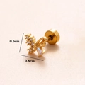 Clou d'oreille papillon doré avec zircons et fermoir à vis plat, largeur 0.8cm - Or 12#-Papillon Strass / Or