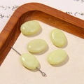 Macro detail of oval pale yellow natural stone beads for DIY jewelry making - Pale Yellow Oval Natural Stone Style (3号)