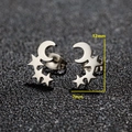 Orecchini a lobo minimalisti in acciaio inox con stella e luna, misura 12mm x 7mm argento - 449 Acciaio (Luna Stella)