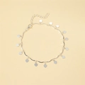 Minimalist silver multi-layer anklet with heart pendants on a clean beige background - Shiny Silver Wave Heart Style (3880)