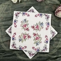 Floral print paper napkins with vintage pink flowers and embossed edges for parties - Pink Purple Small Flower