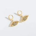 Vintage gold Devil's Eye drop earrings with pearls and colorful zircon stones - Colorful Zircon Evil Eye