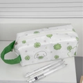 Cute puppy and clover print waterproof pencil case with a green carrying handle - Green Clover Dog