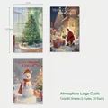 60-piece Christmas greeting card set with Santa, tree, and snowman designs, 7x10.8cm - Atmospheric Large Cards (60 Sheets/Pack)